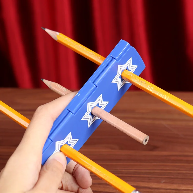 Coin Pencil Penetration Magic Tricks Fun Illusion Pens Through three Hole Close Up Toys Party Kids Adults Novelty Magic Props