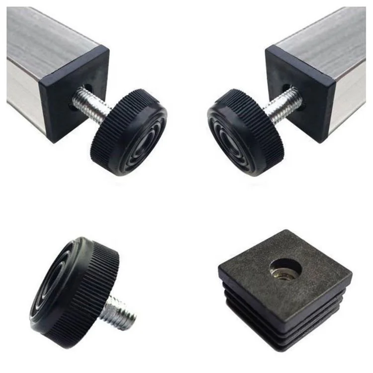 Plastic Furniture Feet adjustable Leveler Thread Screw Tube Insert Adjustable Leveling Foot Glide Tube plug with inner bolt