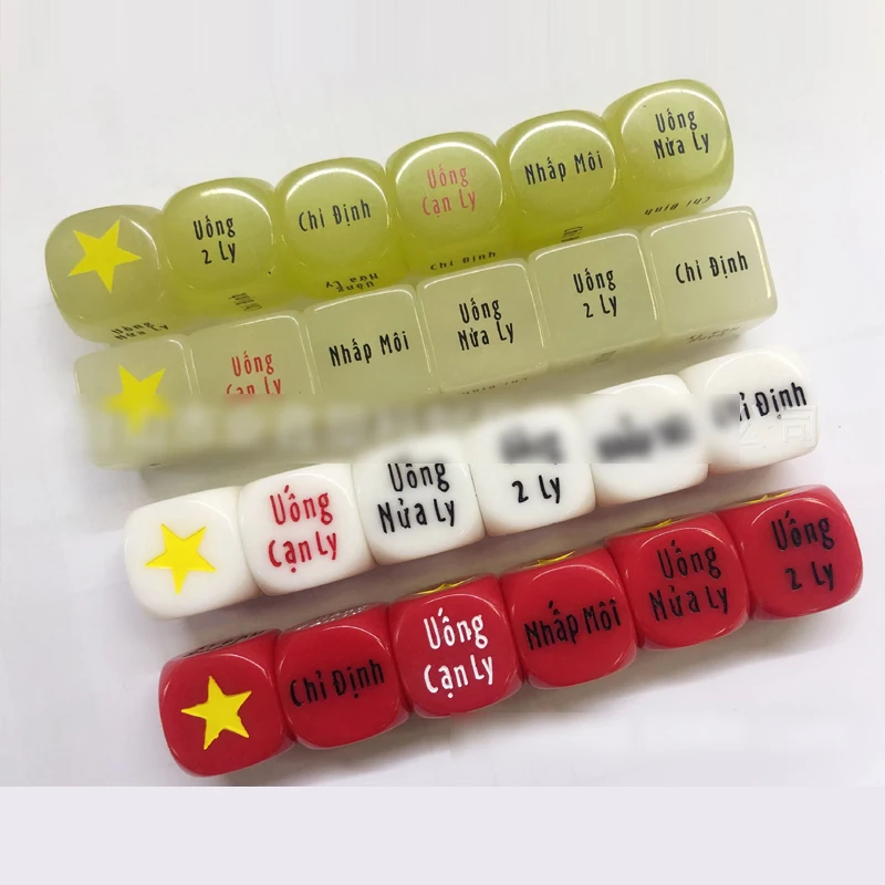 Spot New Products Custom Logo Russian French English Glow In The Dark Vietnamese Cube Dice
