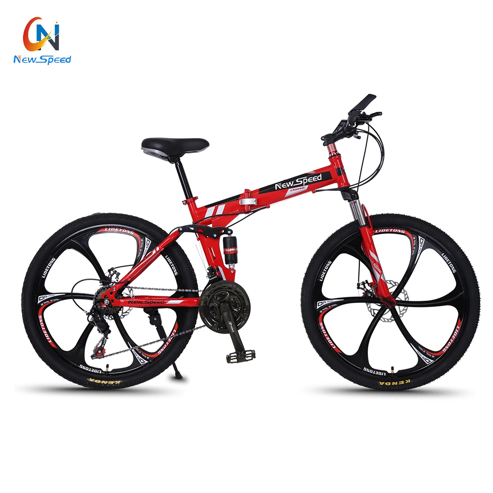 china wholesale market one-wheel folding mountain bike/lightweight hi-ten folding bike mountain/custom 21 gear mtb bike for sale