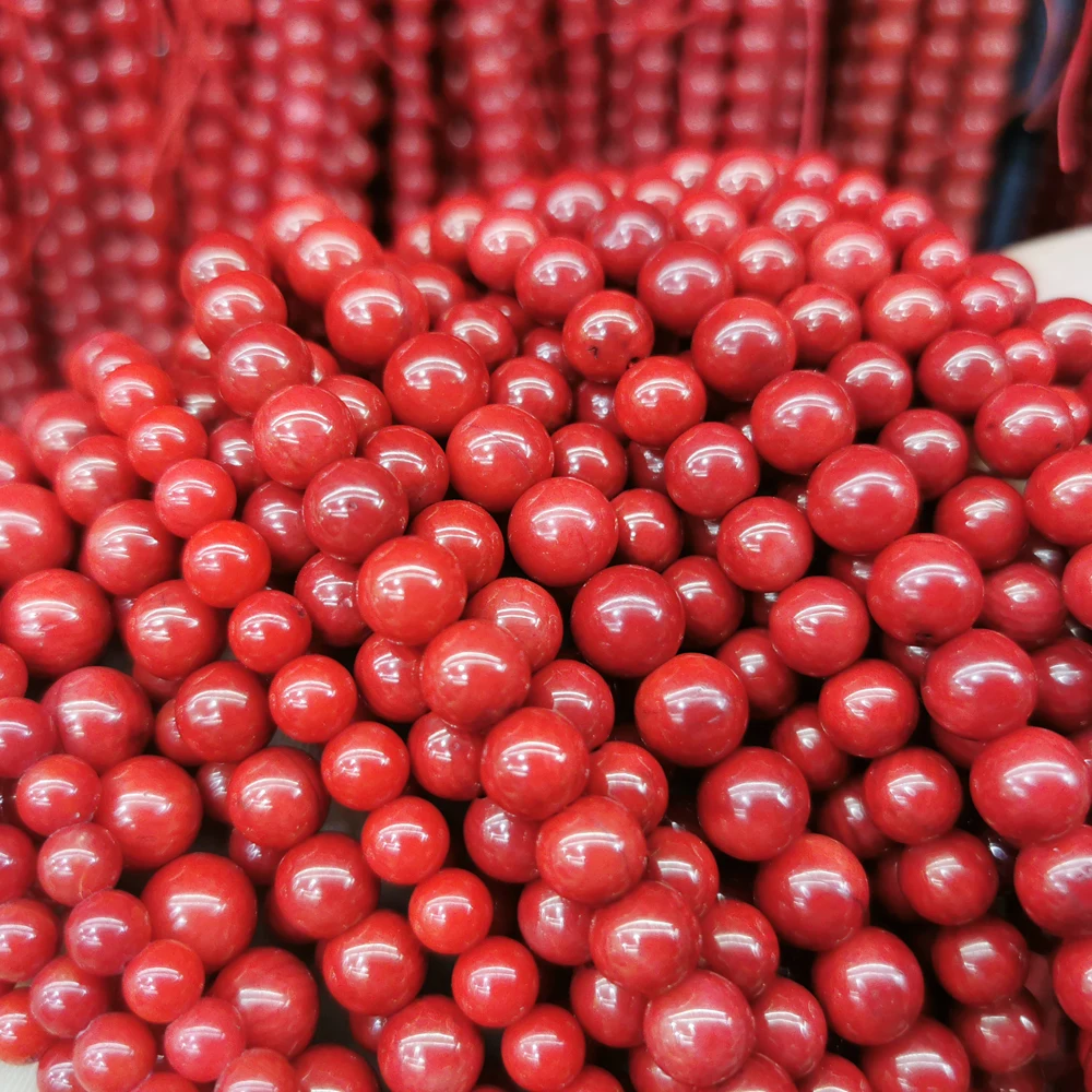Wholesale Natural Loose Round Ball Red Coral Beads Natural Stone For Jewelry Making