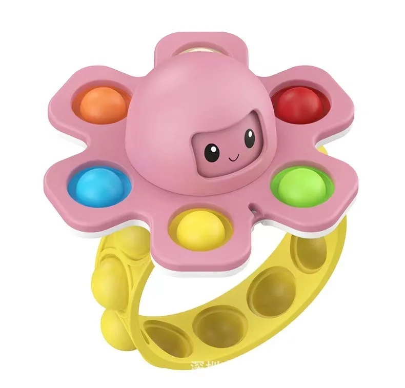 RS662 Doll Toy Rodent Bracelet Bubble Music Rotating Face-changing Octopus Spinning Top