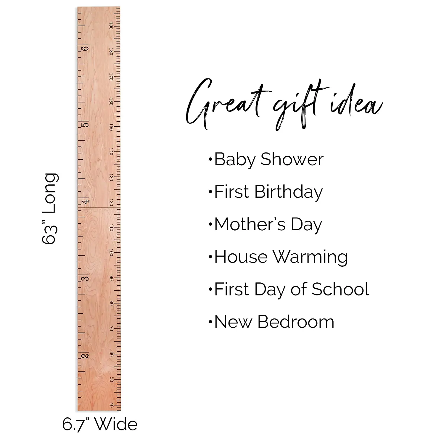 Wooden Ruler Growth Height Chart Ruler Natural Schoolhouse Ruler