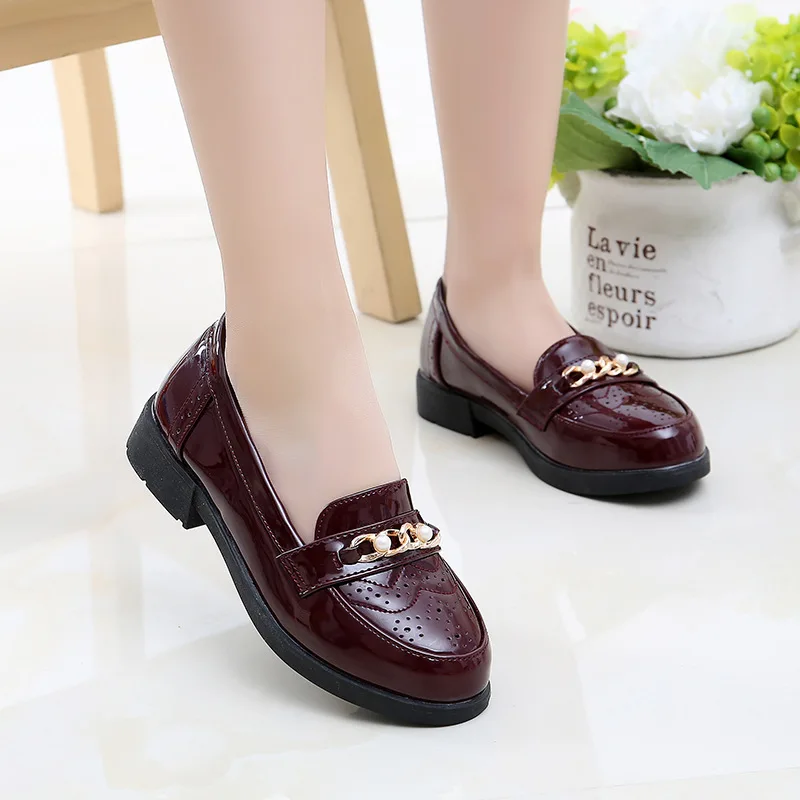 
children 4 year baby slip on red black loafer flat brogue kids dress leather school casual shoes for boys girl 