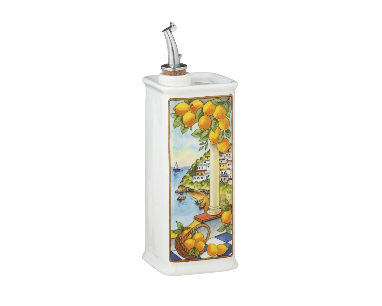 classic ceramic olive oil tin can with custom pattern designs square olive oil cruet with stopper 500 ml&250 ml capacity