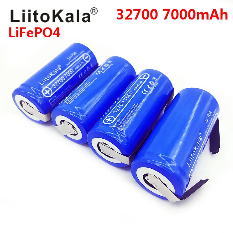 2020 LiitoKala 3.2V 32700 7000mAh 6500mAh LiFePO4 Battery 35A Continuous Discharge Maximum 55A High power battery+Nickel sheets