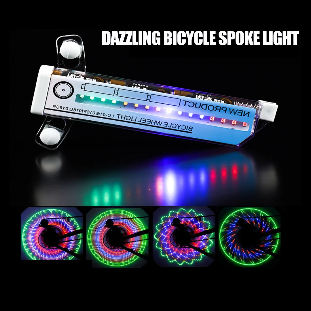 Bicycle Motorcycle 32 LED Flash Spoke Light Outdoor Cycling Wheel Tire 32 Different Patterns Plastic Material Battery Power