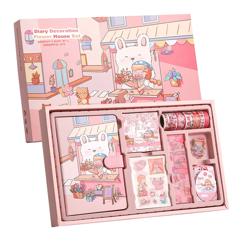 Simno Custom Large Aesthetic Scrapbook Journaling Kit Magnetic Buckle Notebook Cartoon Daily Planner DIY Craft Decor Gifts