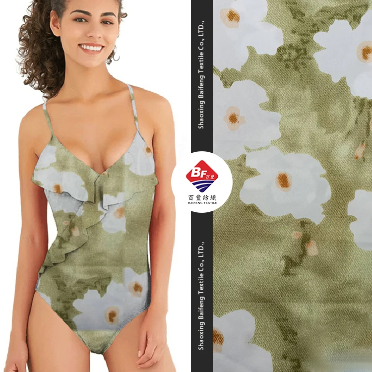 98 Polyester 2 spandex printed 100D four way stretch spandex woven custom fabric swim