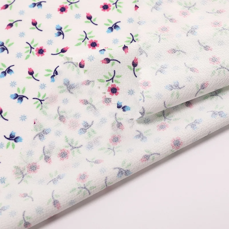 New Design 30D Floral Print Bubble Pleated Crinkle Chiffon Fabric For Dress