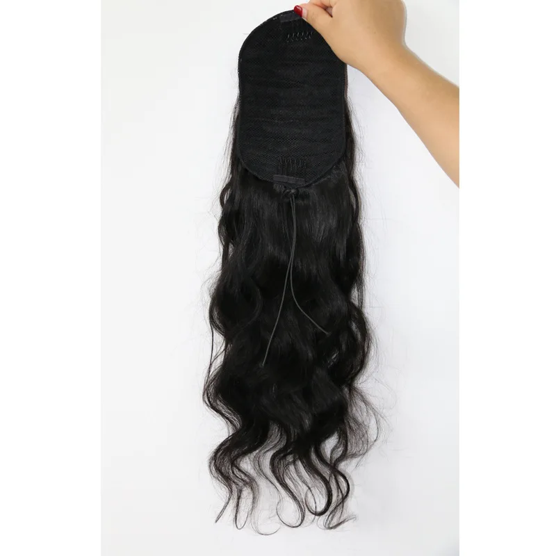 Top Seller 100% Remy Human Hair Drawstring Ponytail Unprocessed Natural Human Hair Ponytail Wig Extension