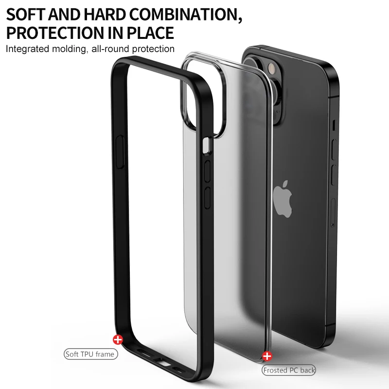 Matte Anti-knock Back Cover Shell Heavy Duty Protection Shockproof Case for iphone 13 12 11 Pro Max Mini X XS XR