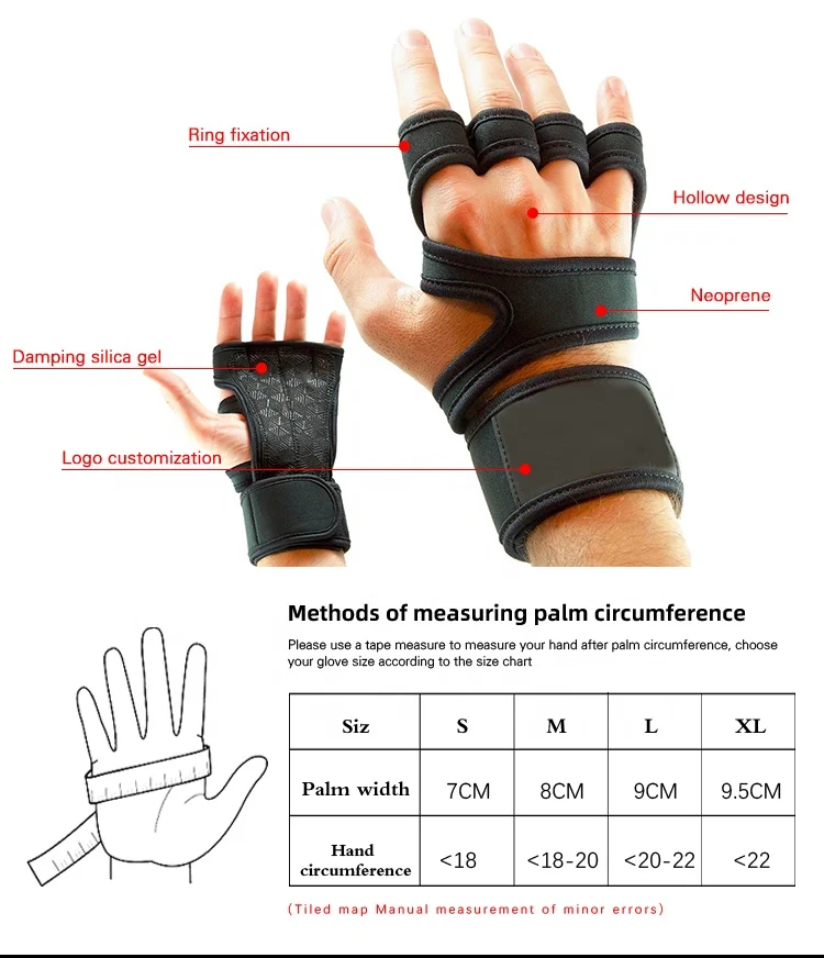  Custom logo strong toughness sport gym weight lifting half gloves with wrist