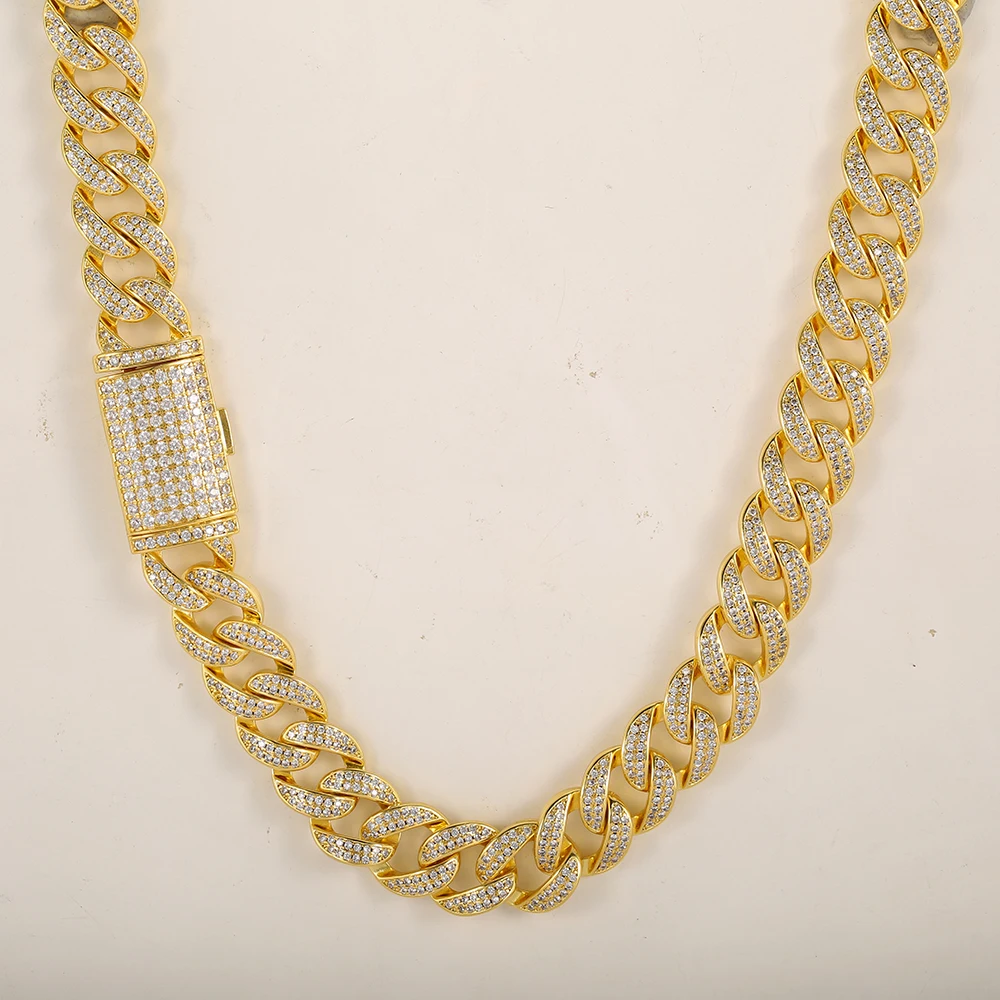 Hip hop round cuban chain shining gems fashion custom multi color material necklace trend new product hombre