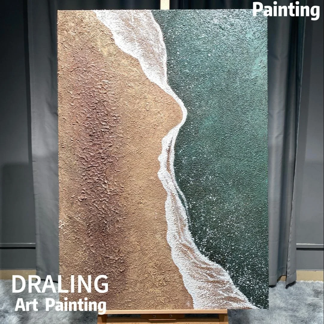 Darling Hand-painted oil painting thick texture beach painting handmade abstract canvas seascape painting for wall art decor