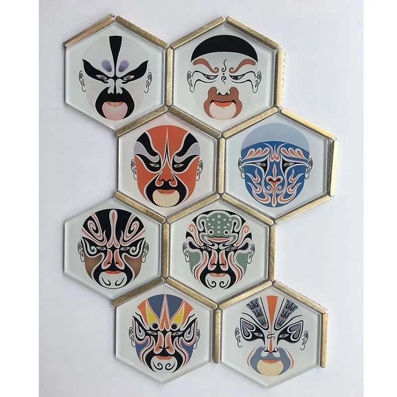 Metal glass mosaic puzzle hexagonal personality art wall tile Facebook