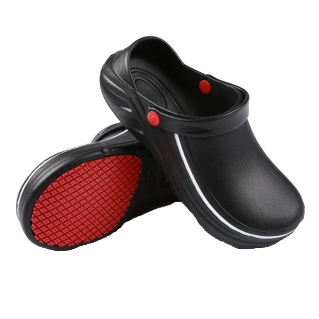 Black chef clogs Dubai kitchen shoes anti-slip kitchen working shoes