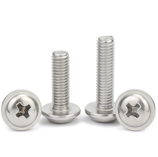 304 Stainless steel cross round head screws with washers DIN967 Cross recessed pan head bolts with meshes M2M3M4M5M6