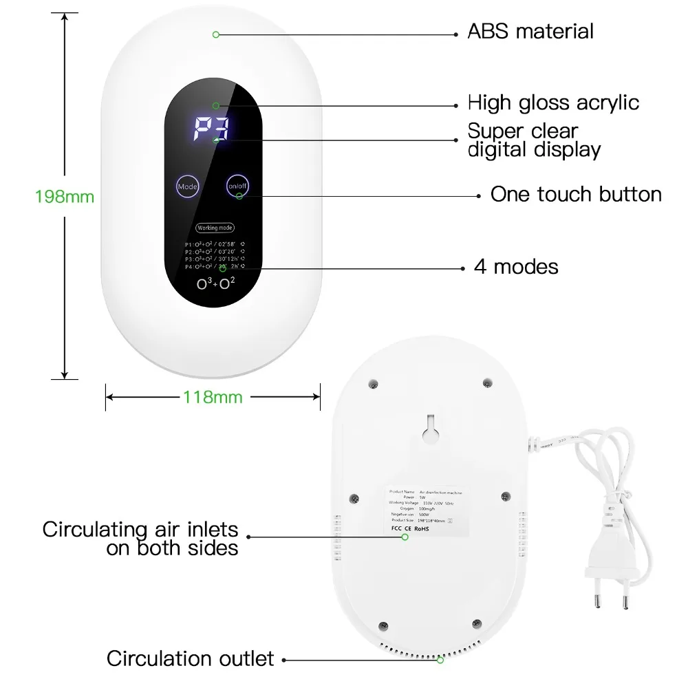 
Smart Formaldehyde O3 Air Purifier Household Ozone generator for Kitchen Toilet water air 