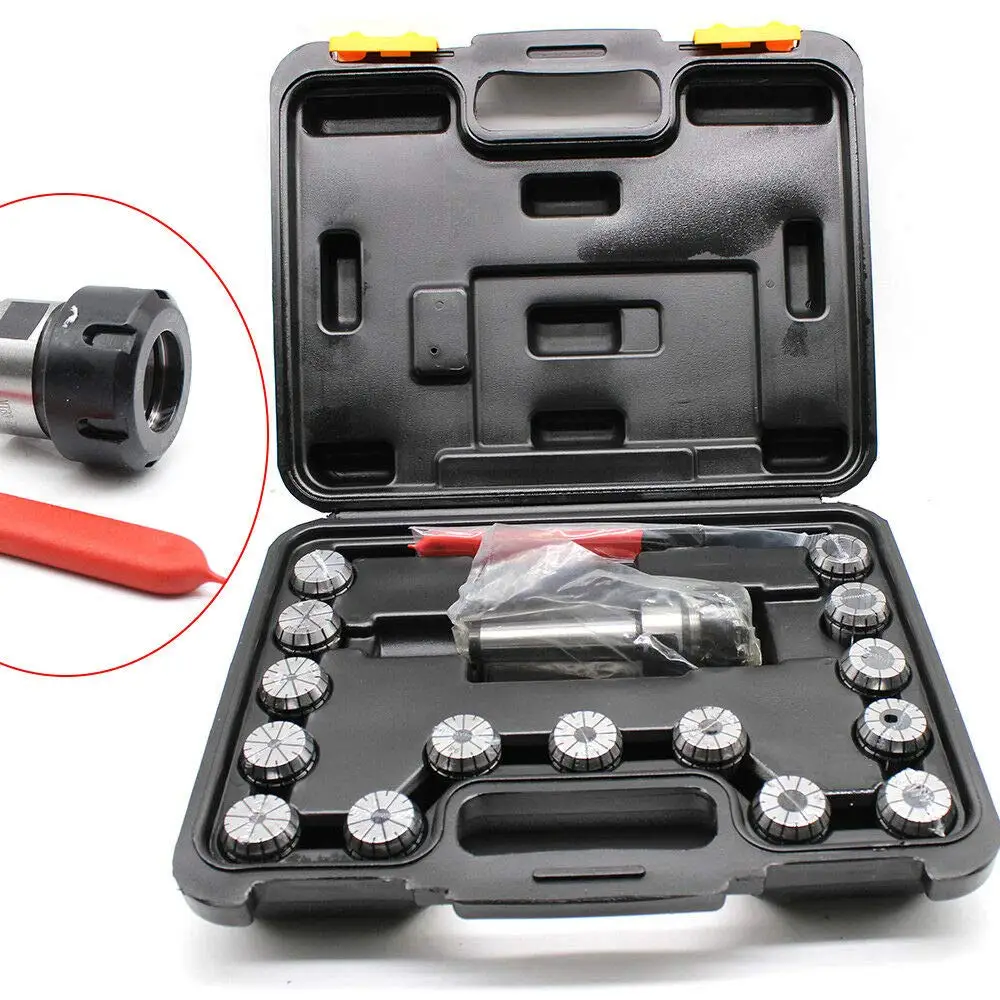 ER SPRING COLLETS WITH ER MT R8 30 40 COLLET CHUCK SET WITH ER SPANNER WITH PLASTIC ALUMINIUM BOX
