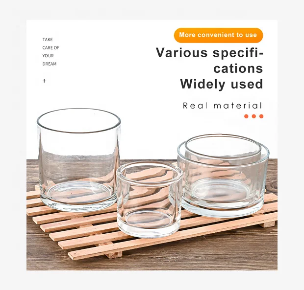 Wholesale White Clear Glass Candle Jar Metal Bamboo Wood Lid Scented Candle DIY Empty Glass