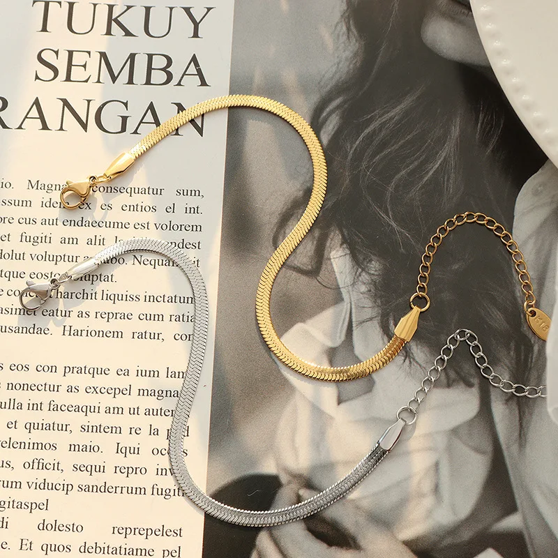 Carline Topsale Fashion Stainless Steel Jewelry Snake Chain Simple Necklace Bracelet Chokers For Women Necklace Jewelry