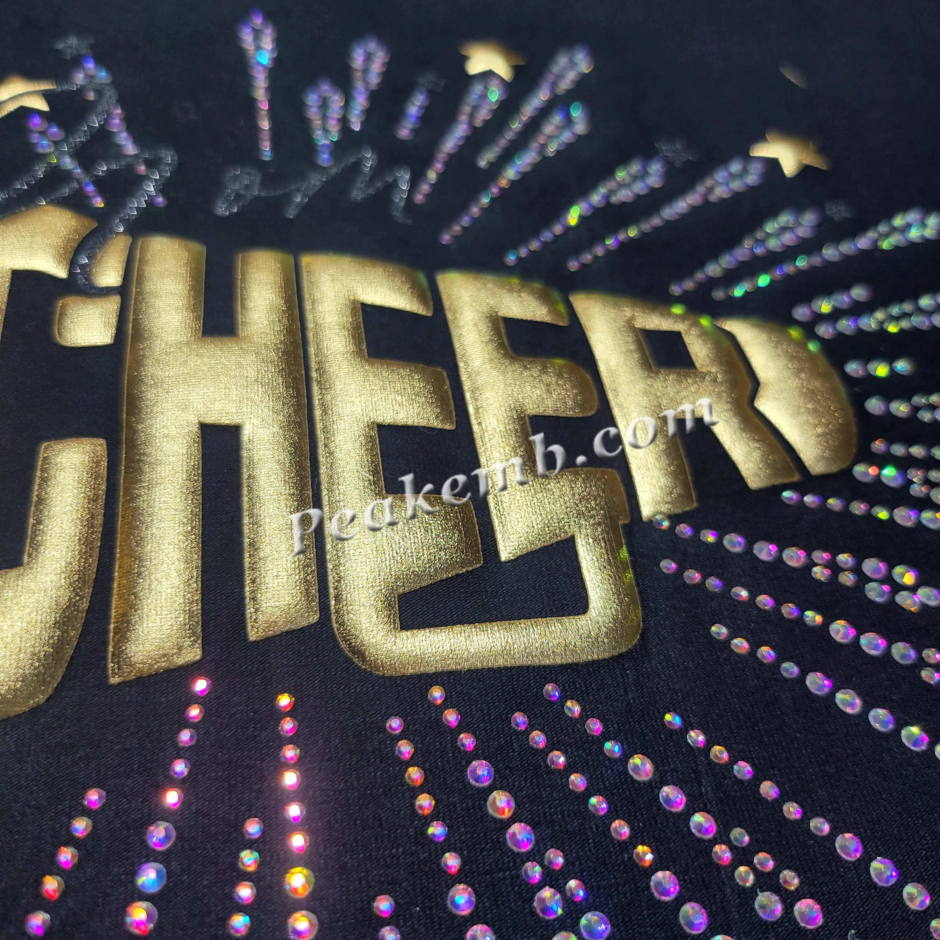 Custom Cutting of Material Cheer 3D Puff Heat Transfer Vinyl HTV Sheets Iron on Scatter Rhinestone Transfer
