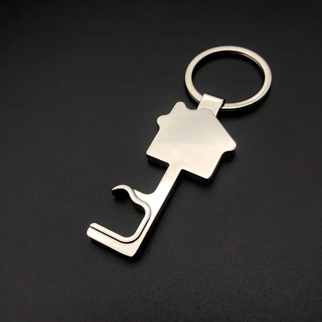 Wholesale Custom Blank House Shape Bulk Metal Zinc Alloy Ring Beer Bottle Opener Key Chain  Keychain