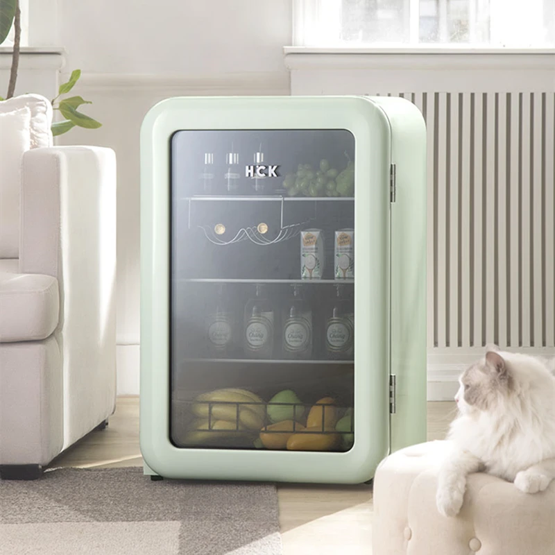 HCK small bar fridge 60Hz 110V household refrigerator with transparent glass door optional brown glass