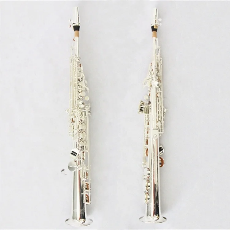 High grade saxophone instrument for sale good quality silver plated saxophone soprano