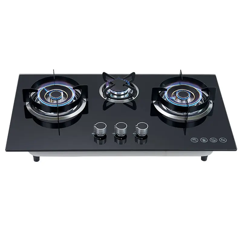 New design gas hob kitchen stove Durable Tempered glass panel 3 burners gas stove
