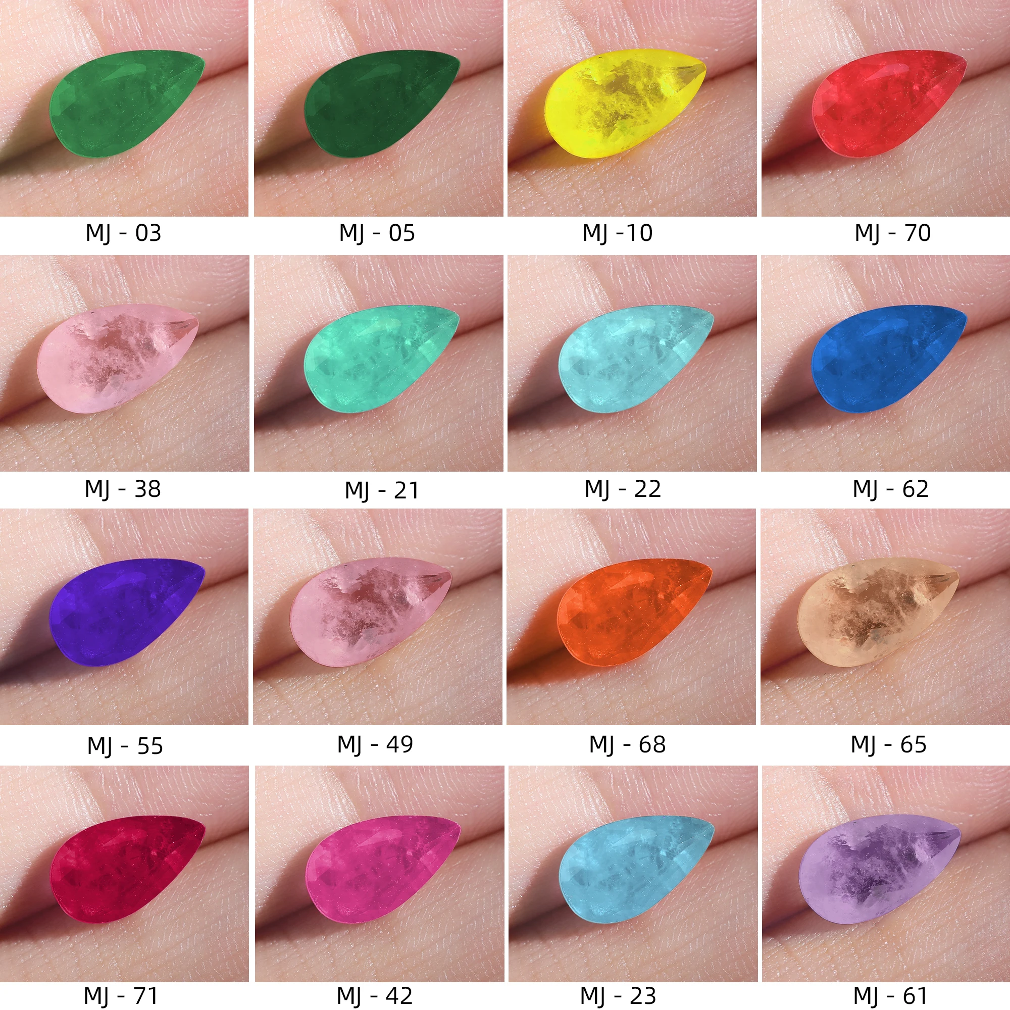 MJ38 Color New Natural Glass Stone Products Padparadscha Pink Color Fusion Doublet Pear Shape Loose Gemstone