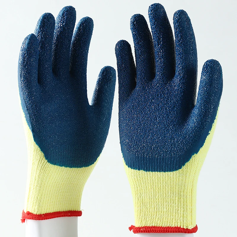 Top Sale Cotton Shell 10 Gauge Crinkle Gloves Latex Coated Working Gloves For Industry