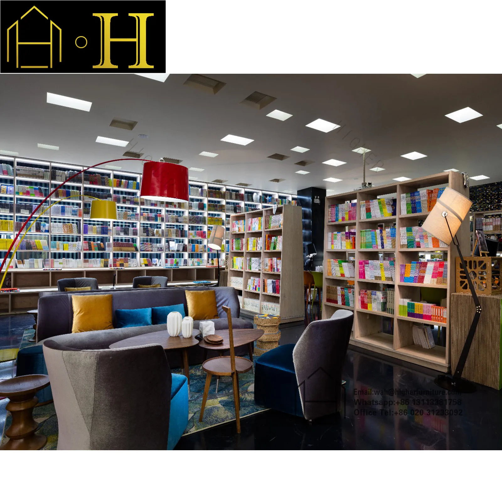 Modern Book Store Display Showcase Design Library Wooden Display Cabinet Library Furniture Living Room Bookcase Custom