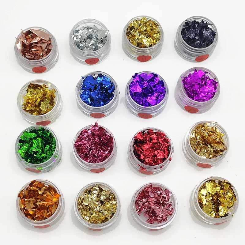 Best price 41color imitation variegated gold flakes colorful metal flakes for nail art craft decoration Painting materials
