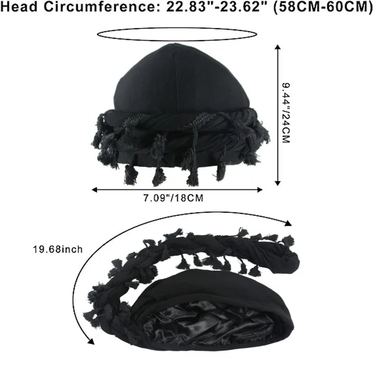 Dome Wave Braids Soft Bonnet Satin Lined Satin Lined Durag Tied Braid Turban Head Wraps Scarf For Dreadlocks