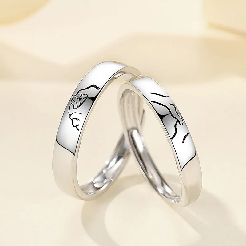 Ten fingers tightly buckled couple wedding ring sets 925 sterling silver couple rings for weddings and engagement