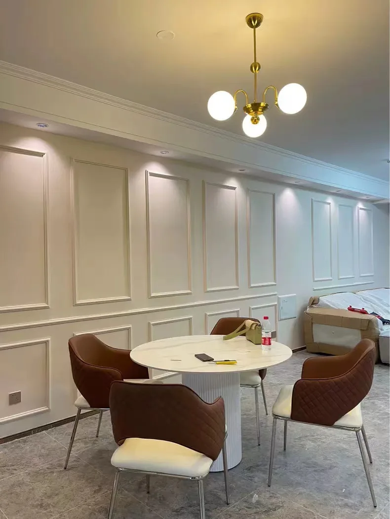 Dreamhause High Quality Round Solid Wood Dining Table Modern Marble Table Light Luxury Tables and Chairs