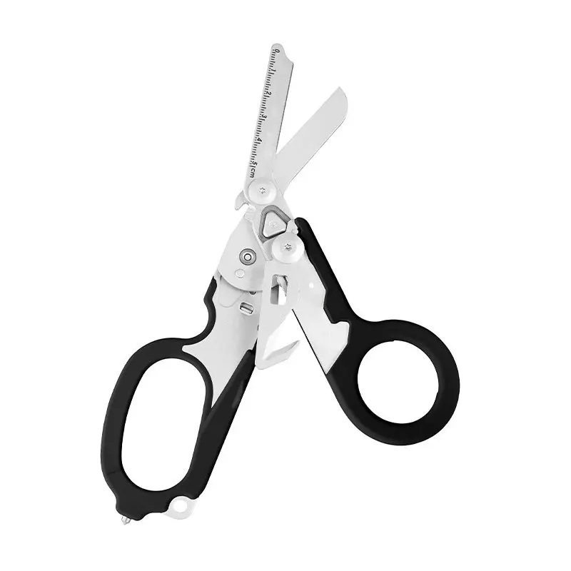 
Outdoor Sports 6 in 1 Multifunctional Camping Emergency Scissors Metal Medical Shears with Strap Cutter and Glass Breaker 