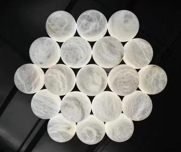 American Design Living Room Store Decoration Alabaster Chandelier Customized Modern Creative Design Circular Crystal Marble Lamp