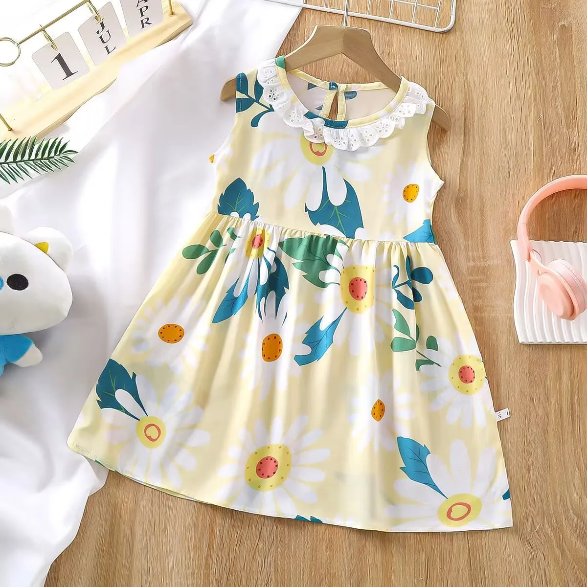 Summer girls cotton silk nightdress baby lace collar dress wholesale