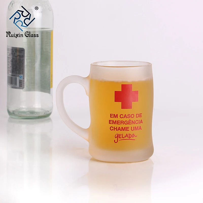 Frosted blank 16 oz 13oz glass beer mug with logo