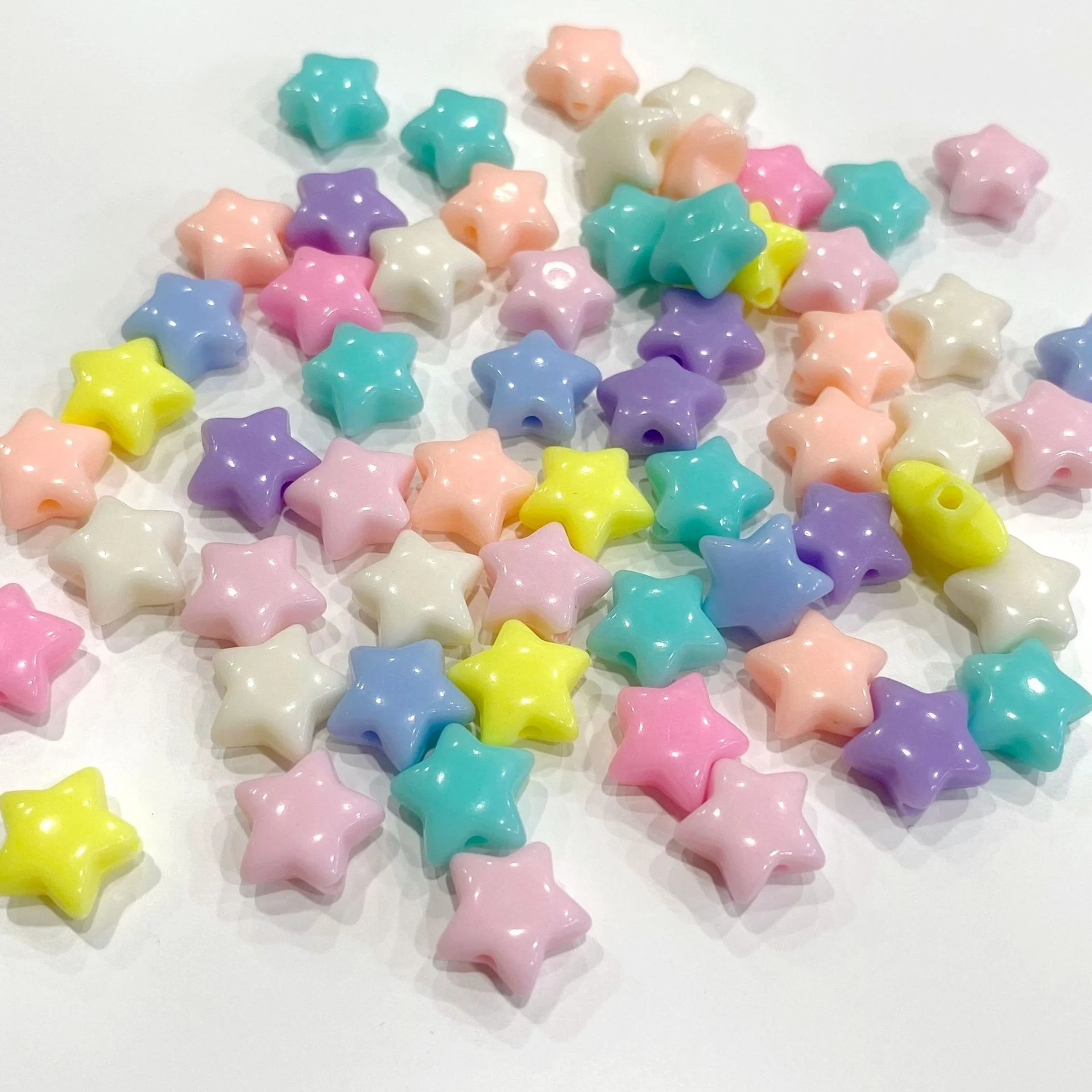 Wholesale Acrylic Plastic Candy Color Pony Beads Star Shaped Beads for Bracelets DIY Jewelry Making Accessories