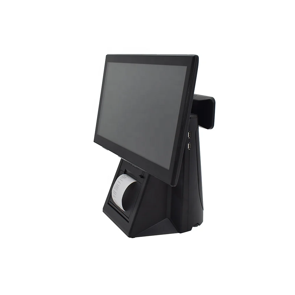 Supermarket 15.6 inch touch screen electronic cash register pos terminal embed thermal printer