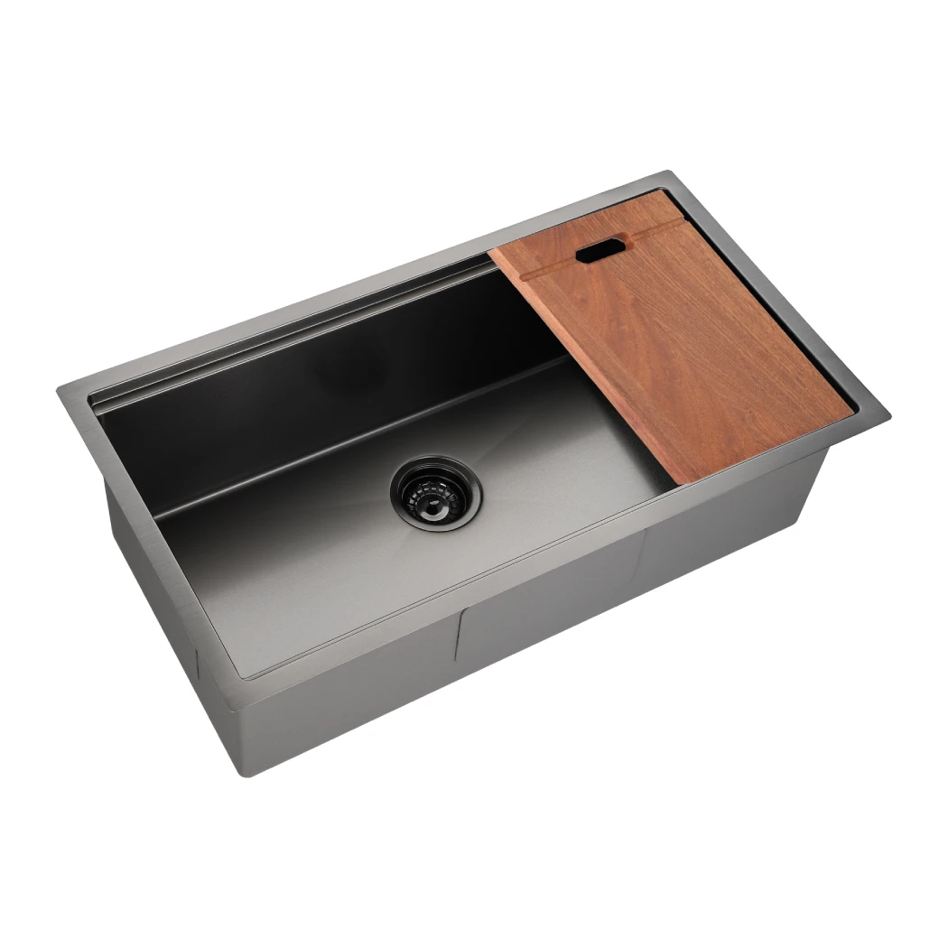 Factory direct 33 inch nano black 6040 dual level hand made workstation kitchen sinks with cutting board