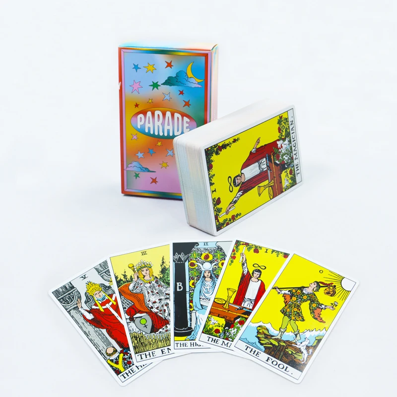 Factory Printable both sides cartas tarot spanish custom English Russian Spanish French Language tarot card deck with guidebook