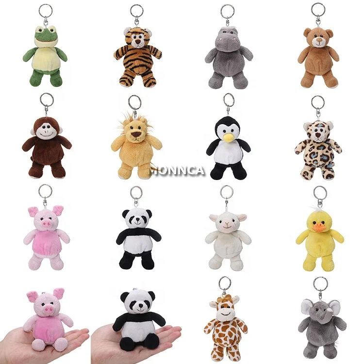 Wholesale cheap mini animal keychain plush toy custom promotion cute teddy bear plush keychain toys