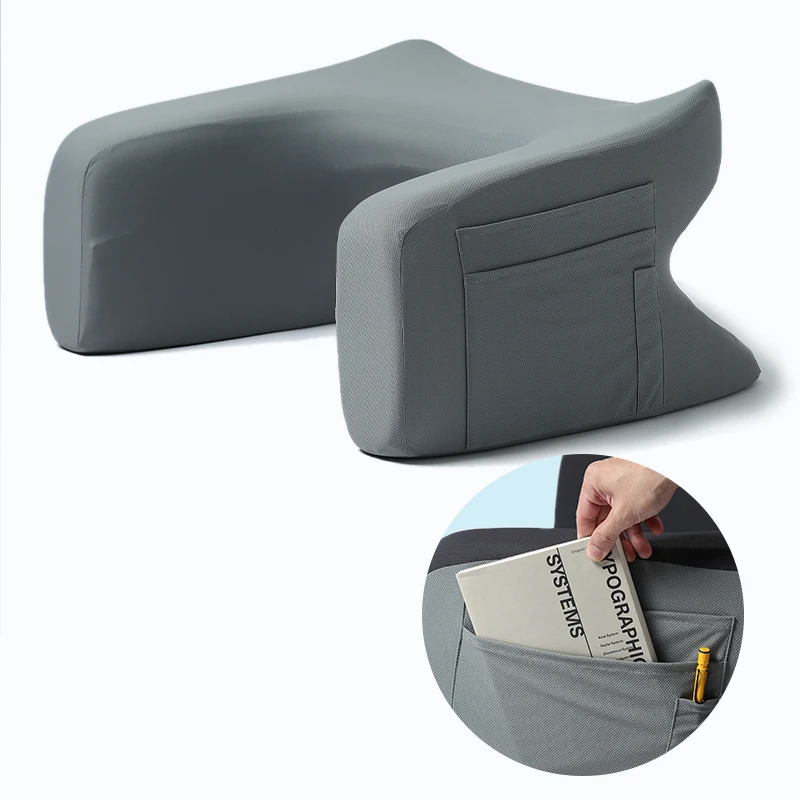 extra large playing game arm rest memory foam adult armrest foldable book reading support pillow for your bed with side pocket