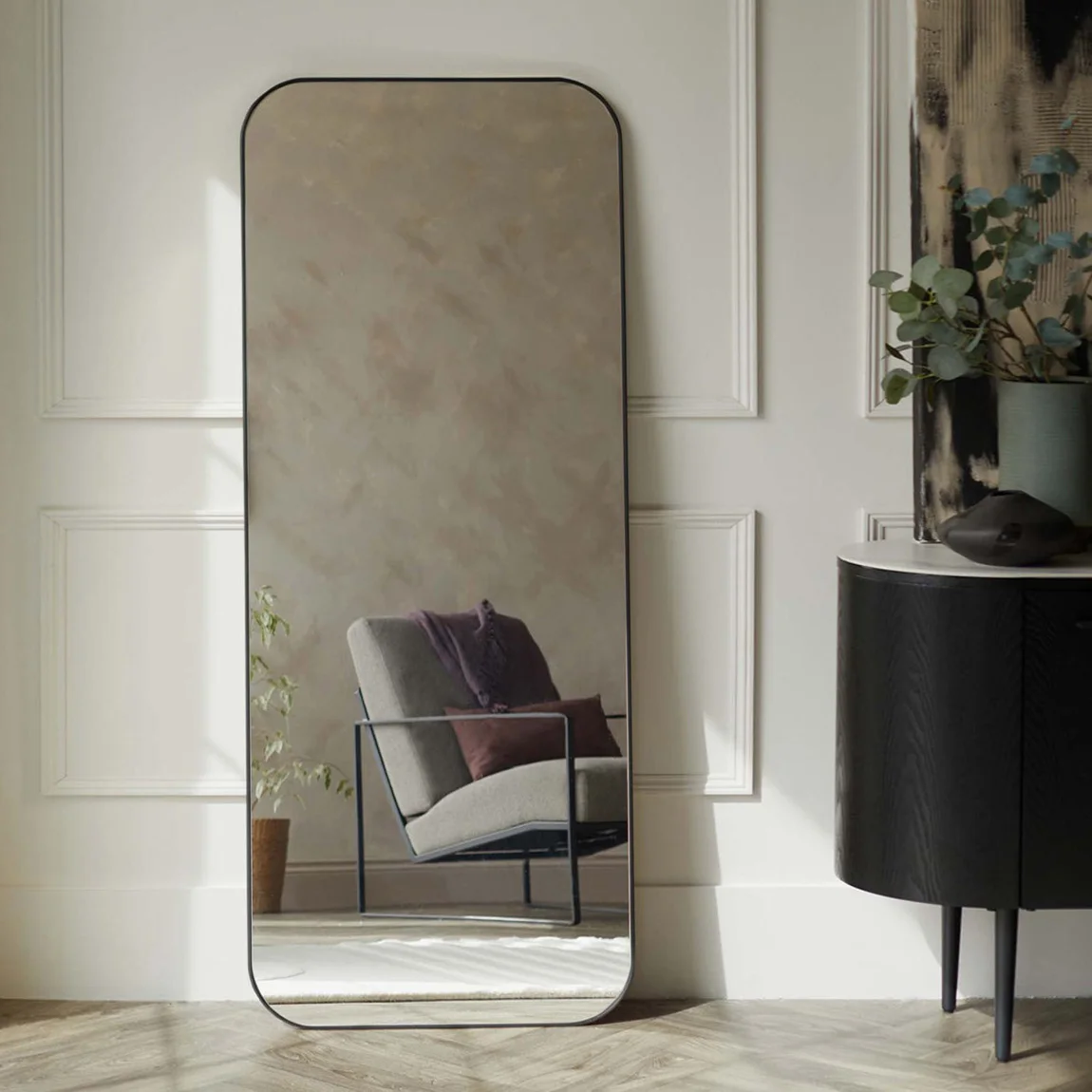 Factory customize big living full body design vanity wall mirror luxury rounded metal frame mirrors rectangle mirror full length