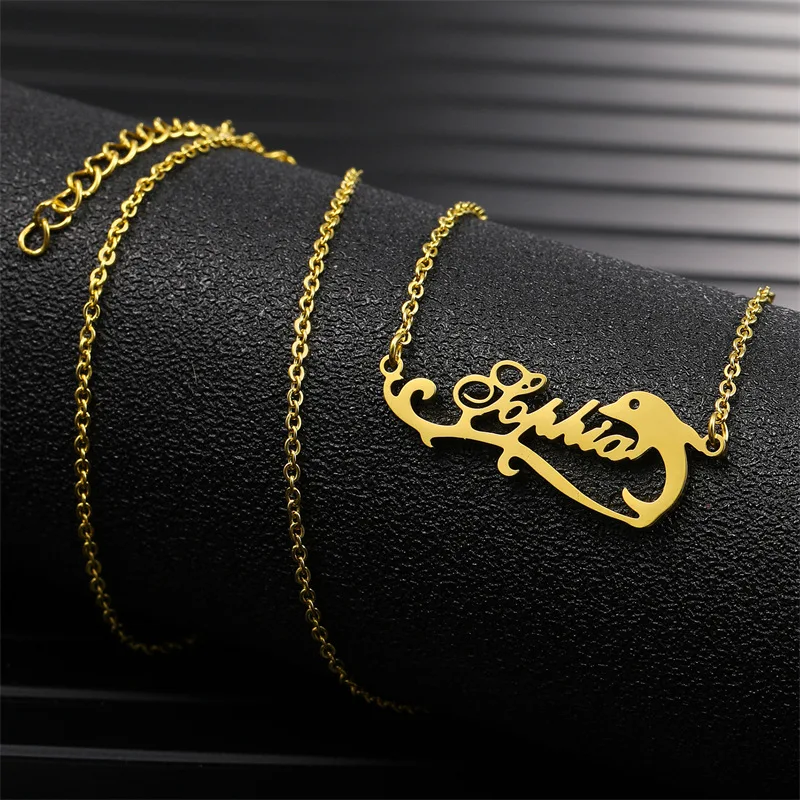 2022 New Personality Alphabet Pendant Necklace Stainless Steel Necklace Custom Dolphin Name Necklace for Women Girls